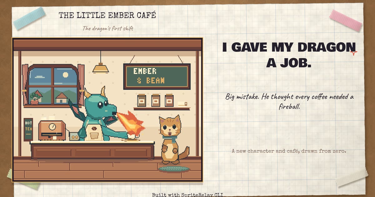 Ember & Bean, the dragon café: preview image for the build film, coming to YouTube.