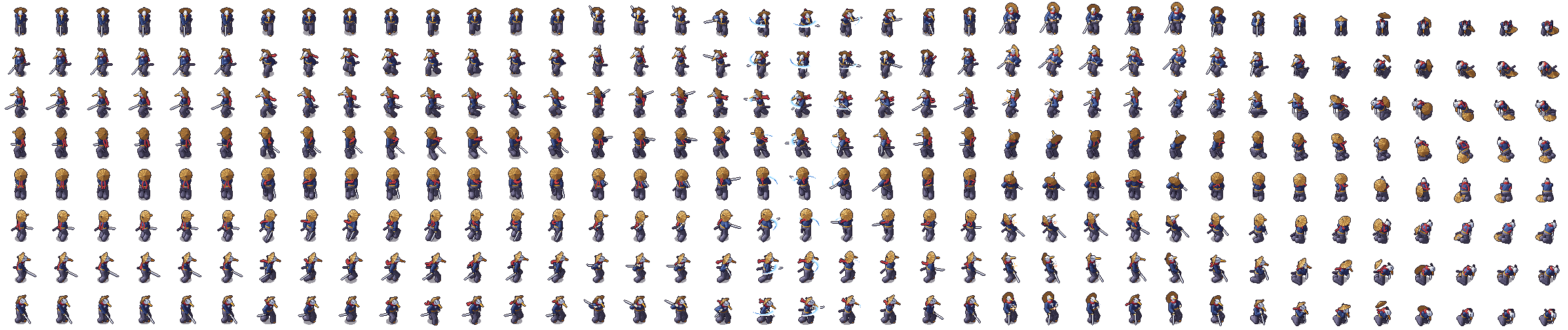 The exported sprite sheet for Heron ronin.