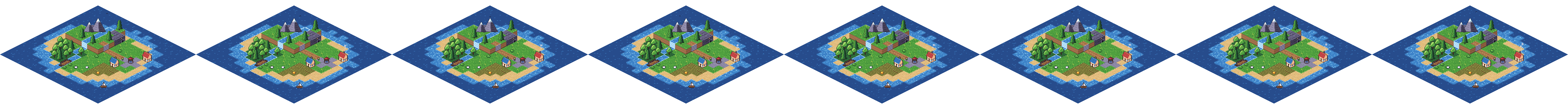 The exported sprite sheet for Isometric tile kit island.