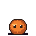 An orange slime creature squashing and bouncing.