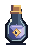 A pixel-art potion flask filled with violet liquid.